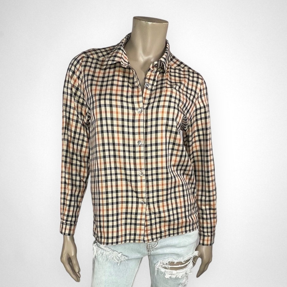 Vintage 90s DAKS London Small Shirt Button Up‎ House Check Long Sleeve